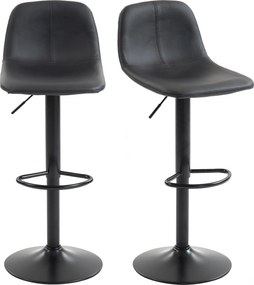 HOMCOM Set de 2 taburete de bar, scaune de bar cu înălțime reglabilă, spătar și suport picioare, rotative 360°, picioare din oțel, negru | Aosom Romania