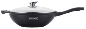 Tigaie wok Royalty Line RL-BW32M, 32 cm, 3.7 L, Acoperire marmura, Inductie, Manere moi, Negru