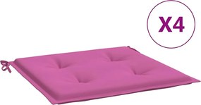 vidaXL Perne scaun de grădină, roz, 4 buc., 40x40x4 cm, textil