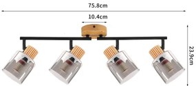 Brilagi - Lampă spot HYGGE 4xE14/15W/230V lemn de cauciuc/fumuriu