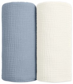 Set 2 paturi pentru bebelusi de vara din muselina dubla 100x100 cm Kidizi Blue, bumbac 100%