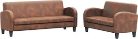vidaXL Set canapea, 2 buc., piele artificială de căprioară, maro