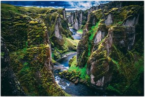 Tablou - Râu într-o vale stâncoasă (90x60 cm)