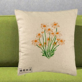 Perna Decorativa Margarete Camp, 40x40 cm, Bej, Husa Detasabila, Perna Inclusa, BEKZ®