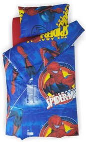 Set 5 piese Lenjerie Spiderman saltele 130x60 compatibile cu pat 2-6 ani + Pilota + Perna - ASC2006