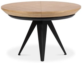 Masă de dining rotundă extensibilă cu blat cu aspect de lemn de stejar cu blat suplimentar ø 120 cm Magnus – Windsor &amp; Co Sofas