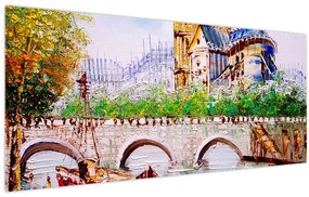 Tablou - Pictură în ulei a orașului (120x50 cm)