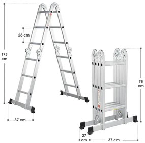 Juskys Scara multifuncțională din aluminiu 360 cm