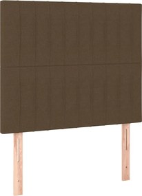 vidaXL Tăblie de pat maro închis 90x5x118/128 cm, material textil