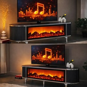 Comoda tv cu semineu Royal, cu led, 160 cm.antracit