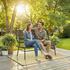 Outsunny Canapea din Ratan, Banchetă pentru Exterior, 2 Locuri, pentru Terasă | Aosom Romania