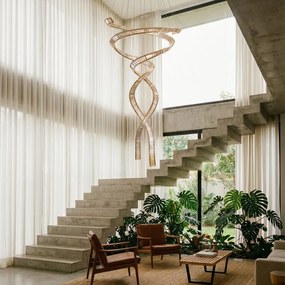 Lustra LED XXL casa scarii cu telecomanda SPARK aurie CCT DIMM