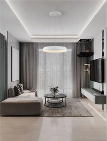 Lustra LED suspendata design modern circular ORMI alba D-45cm