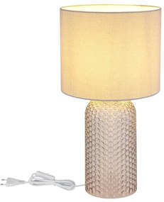 Lampa de masa cu baza din sticla gri abajur textil gri SOFIA