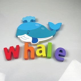 Puzzle din lemn pentru copii "Balenă"