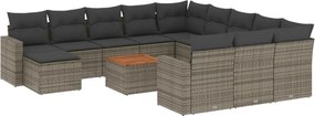 vidaXL Set mobilier de grădină cu perne, 13 piese, gri, poliratan