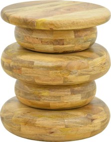 Masuta Laterala Rotunda Calina Lemn Masiv De Mango Culoare Naturala D40x45 Cm