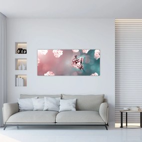 Tablou - Fluture între flori (120x50 cm)
