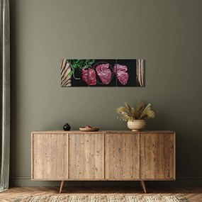 Tablou cu carne pe farfurie (cu ceas) (90x30 cm)