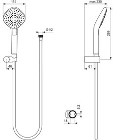 Set de dus Ideal Standard IdealRain Evo Diamond cu para dus 3 functii, furtun si agatatoare, crom lucios