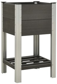 vidaXL Strat înălțat de grădină cu raft, gri, 50x50x90 cm, WPC