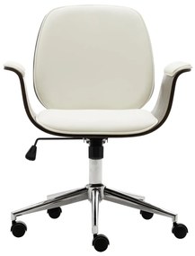 283126 vidaXL Scaun de birou, alb, lemn curbat și piele ecologică