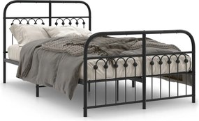 vidaXL Cadru pat metalic cu tăblie de cap/picioare, negru, 120x190 cm