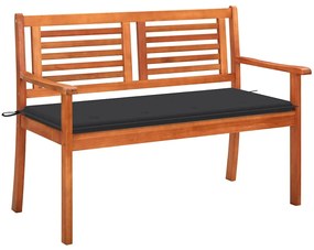 vidaXL Bancă grădină 2 locuri cu pernă, 120 cm, lemn masiv eucalipt