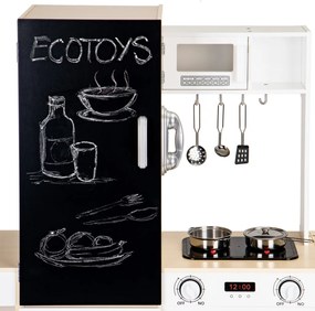 Bucătărie pentru copii XXL din lemn cu iluminare led