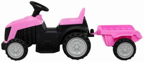 Tractor Electric cu acumulator pentru copii NOVOKIDS™ Mini Farmer Tractor, Cu remorca, Max 25 kg, 2 Viteze, Roz