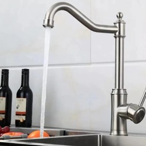 Baterie Bucătărie, Inox Satinat Model CF024 – Design Modern și Funcționalitate pentru Orice Bucătărie.