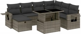 vidaXL Set canapele de grădină cu perne, 8 piese, gri, poliratan