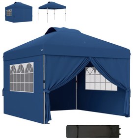 Outsunny Tonnella barnum pop-up pliabil 3 x 3 inaltime reglabila pereti laterali aerisiri ferestre sac de transport cu roti | Aosom Romania