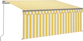 vidaXL Copertină retractabilă manual cu stor, galben & alb, 3x2,5 m