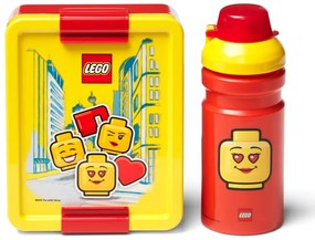 Set caserolă pentru gustări și sticlă LEGO® Iconic, roșu - galben