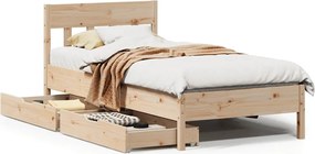 vidaXL Cadru de pat fără saltea, 75x190 cm, lemn masiv de pin