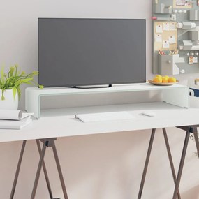 Stativ TV monitor din sticla, alb, 90x30x13 cm 1, Alb, 90 x 30 x 13 cm
