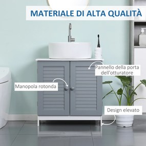 kleankin Mobilier Sub Lavoar pentru Baie, din MDF, 60x30x60cm, Gri si Alb | Aosom Ro