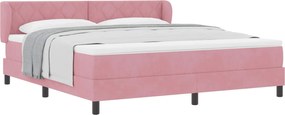 vidaXL Pat cu arcuri cu saltea cu headboard Roz 180 x 200 cm Catifea