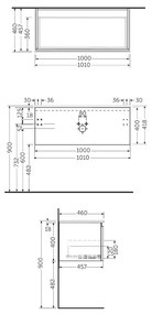 Mobilier pentru lavoar Rak, Joy-Uno 100 cm, suspendat, 1 sertar, alb