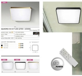 Lustra LED dimabila cu telecomanda de tavan/plafon Quadro 50 aurie