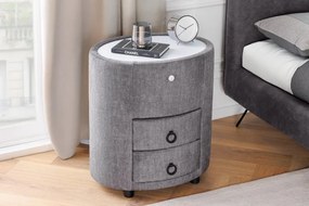 Noptiera ovala cu iluminat LED SIGNUM 55cm catifea gri