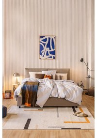 Pat matrimonial taupe tapițat cu spațiu de depozitare cu somieră 180x200 cm Myra Pillow – Bonami Selection