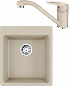 Set chiuveta bucatarie compozit Franke Maris Avena 44x50 cm cu 1 cuva finisaj bej mat si baterie Novara Plus