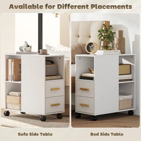 HOMCOM Suport pentru imprimantă Masă pentru imprimantă cu raft reglabil, roți pentru fax scanner 60 x 30 x 65 cm Alb | Aosom Romania