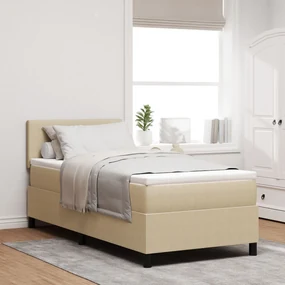 vidaXL Pat cu Rame Box Spring cu Saltea Verde deschis/Gri 80x200 cm Țesătură de Corduroy