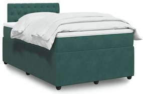 vidaXL Pat box spring cu saltea, verde închis, 120x200 cm, catifea