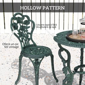 Outsunny Set Elegant de Grădină 2 Persoane, 2 Scaune si Masă Rotundă în Stil Neo-Retro, verde | Aosom Romania