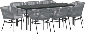 vidaXL Set de masă pentru grădină 9 pcs Gri Oțel vopsit electrostatic