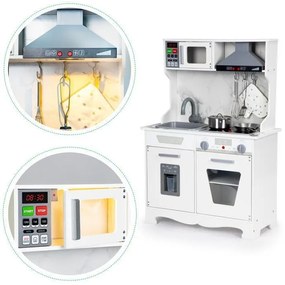 Bucătărie din lemn pentru copii cu efecte luminoase și sonore + accesorii